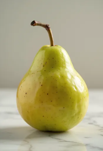 Sveže zelene in rumene hruške na rezalni deski, cele in narezane