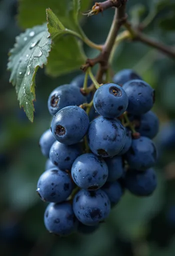 Grozd modre frankinje od blizu, sveže in sočne jagode modro-vijolične barve