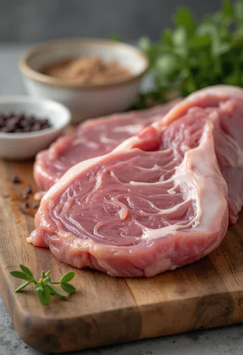 Narezani kosi surovega jezika na leseni deski za rezanje, v očiščenem stanju