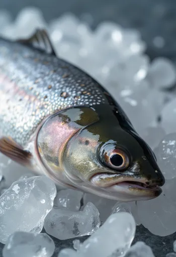 Sveži fileji postrvi s koprom, limono in poprom na leseni deski
