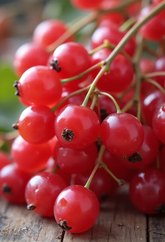 Sveži grozdi rdečega ribeza v skledi in na mizi, z domačo ribezovo marmelado