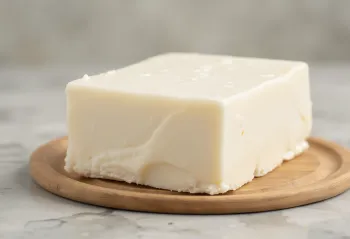 Sveže kocke tofuja ob soji in sojinem mleku na leseni deski