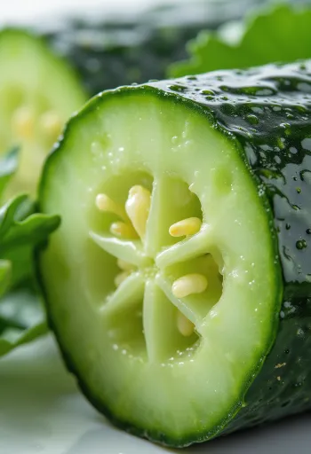 Sveže rezine kumar in cele kumare na rustikalni površini