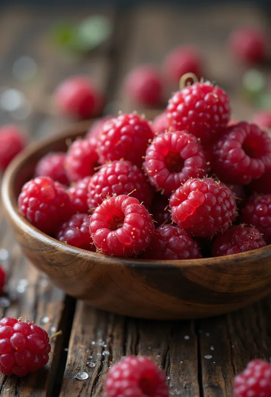 Sveže gozdne maline cele in prerezane za dokumentarne namene