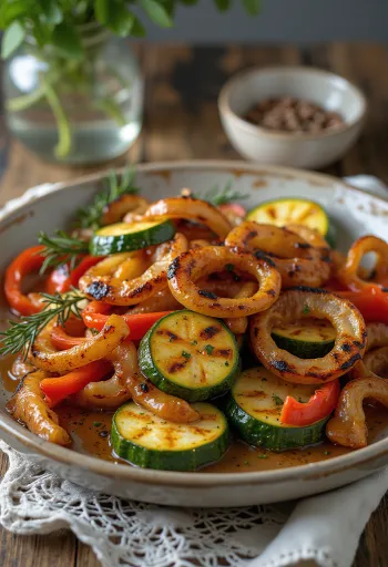 BBQ pečena zelenjava na krožniku
