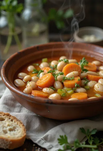 Fasolada s česnom, fižolova juha v globokem krožniku