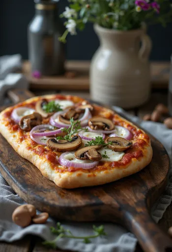Pizza Finlandese z mesom severnega jelena, kislo smetano in rdečo čebulo