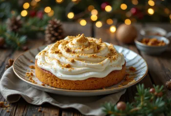 Božična začimbna torta okrašena s cimetom in zlatim prahom
