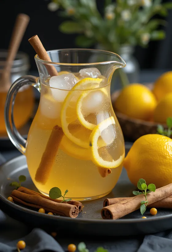 Medeni limonin cider postrežen v kozarcu