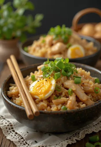 Nasi Goreng s Satayjem, postrežen z bogatimi začimbami in satay omako