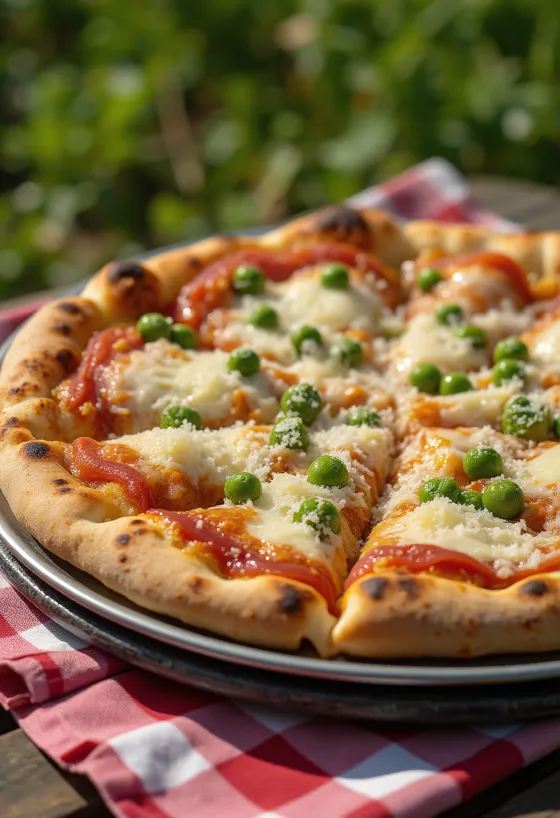 Pizza ai Piselli z grahom in sirom