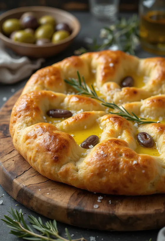 Pizza Focaccia s soljo in oljčnim oljem iz Ligurije