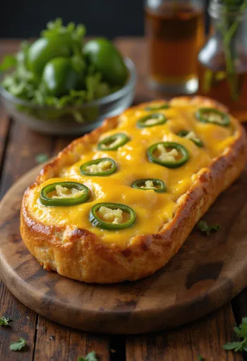Jalapeno cheddar kruh, sveže pečen