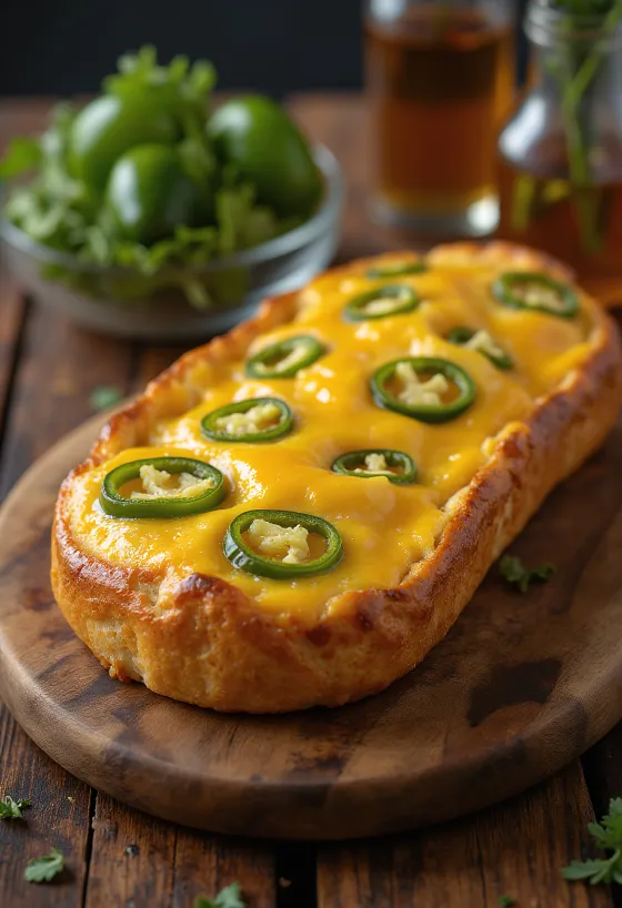 Jalapeno cheddar kruh, sveže pečen