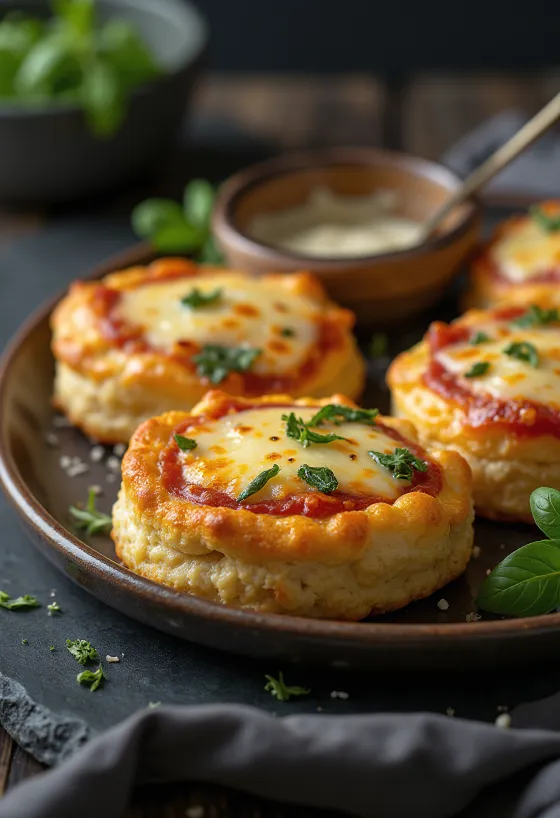 Pizzás pogácsa (pizza pogačice) postrežene