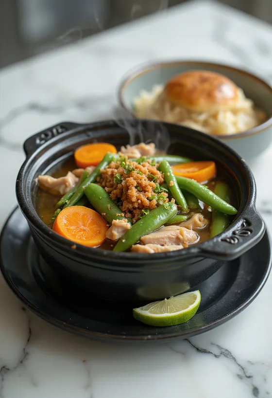 Sinigang kisla juha s svinjino in zelenjavo