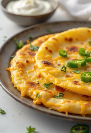 Cheese chilla, postrežena s svežo zelenjavo