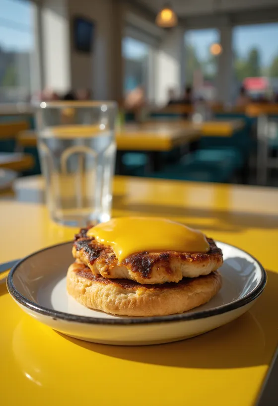 Hamburger s piščancem na žaru in svežimi sestavinami