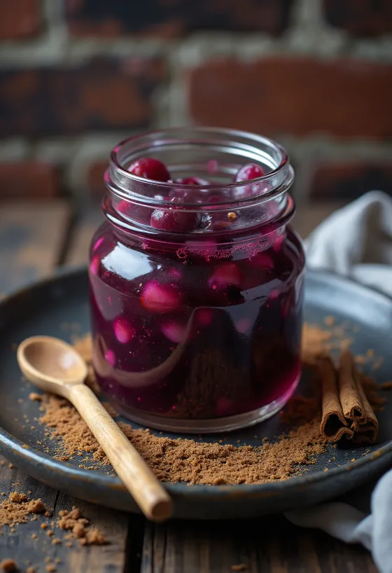 Cimetova ingverjeva slivova omaka postrežena