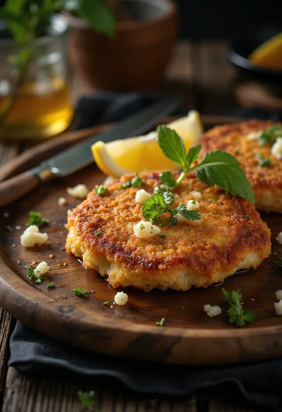 Milanesa z govedino, v hrustljavi panadi, postrežena s svežim peteršiljem