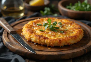Milanesa z govedino, v hrustljavi panadi, postrežena s svežim peteršiljem