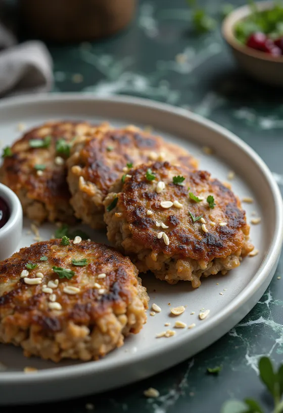 Frikadeller z ovsenimi kosmiči, mesne kroglice na ponvi