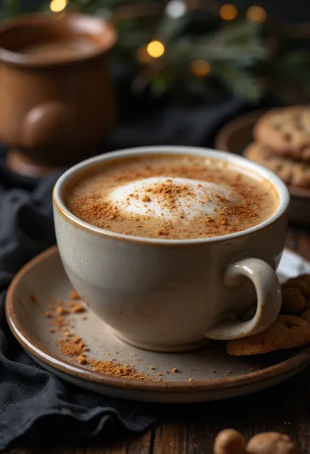 Latte z okusom medenjakov sveže postrežen v skodelici