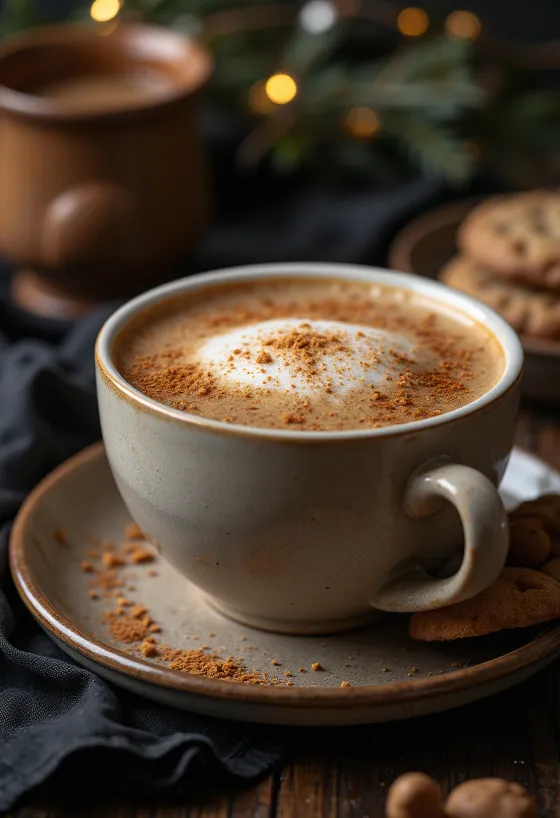 Latte z okusom medenjakov sveže postrežen v skodelici