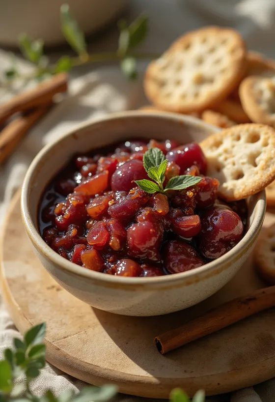 Postrežen cimetov slivov chutney