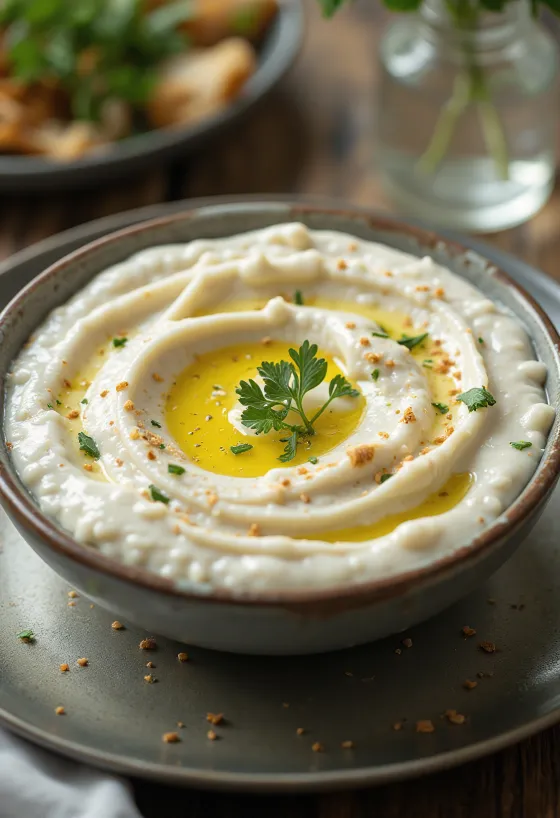 Jogurtova tahini omaka postrežena