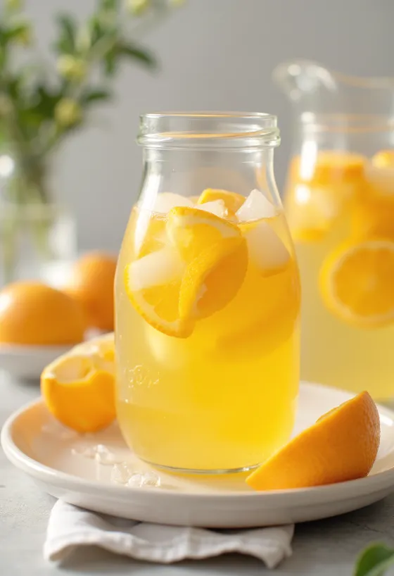 Pomarančna limonada postrežena v vrču