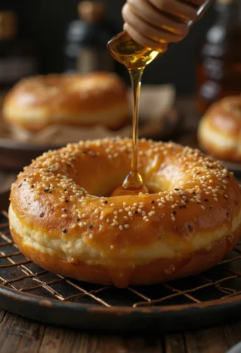 Postrežen Bagel krof s sezamovimi semeni