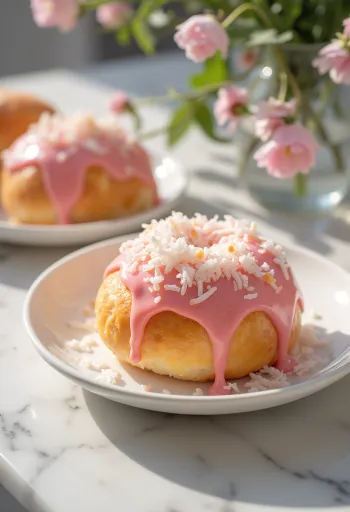 Skolebrød z barvnim sladkornim oblivom in kokosom, okusno pecivo