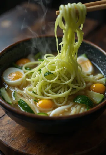 Ssuk kalguksu, rezanci, špinača in jajce v bogati juhi