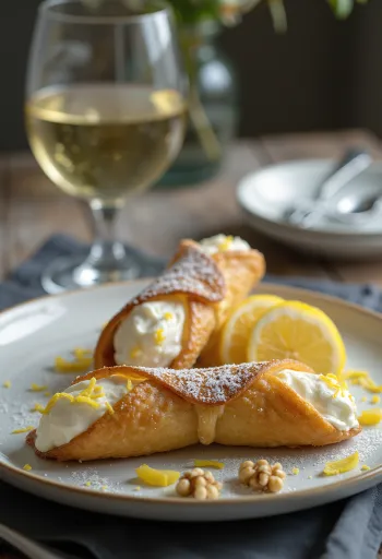 Orehovi cannoli z vanilijo postreženi