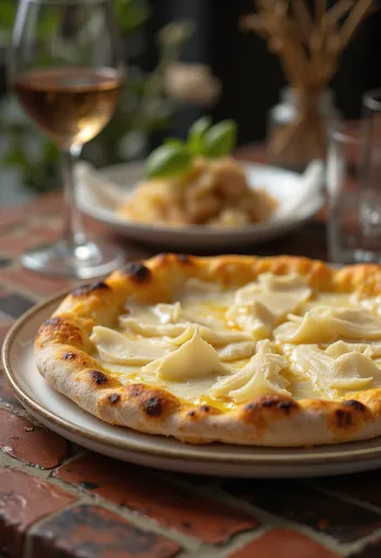 Pizza al Tartufo Bianco z belimi tartufi in siri