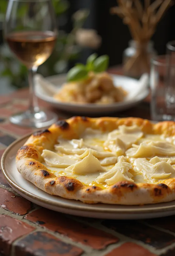 Pizza al Tartufo Bianco z belimi tartufi in siri