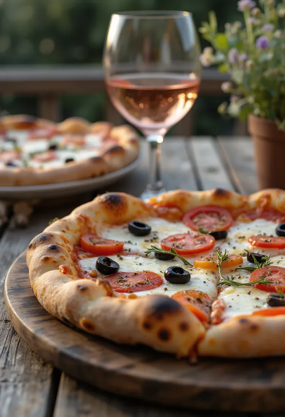 Pizza Provençale s paradižnikom, črnimi olivami in provansalskimi začimbami