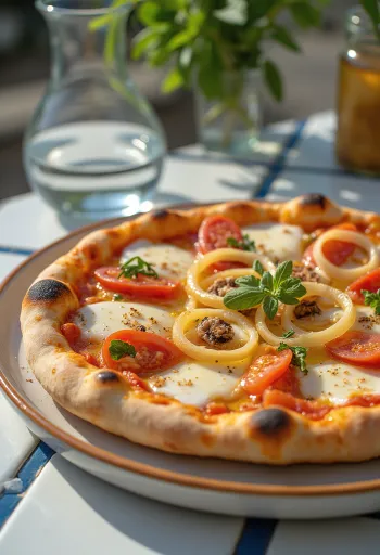 Pizza Pugliese z rdečo čebulo in sardelami