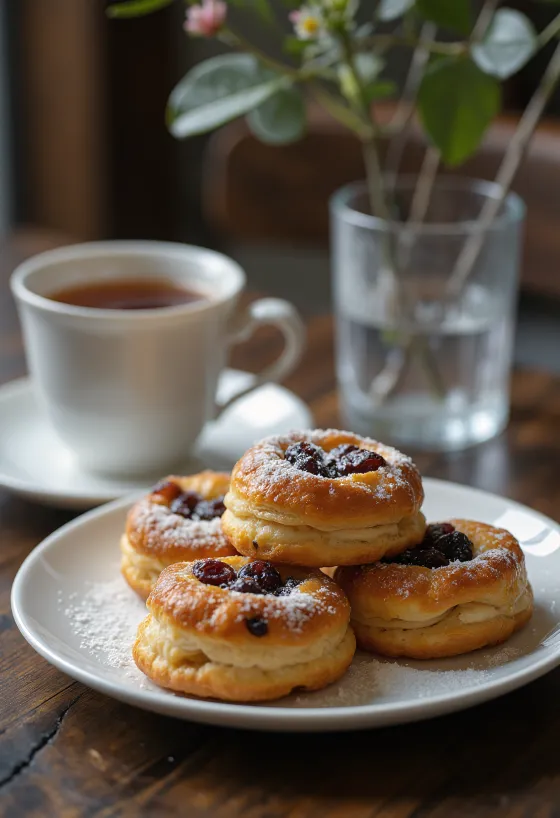 Eccles cake z brandyjem, postrežen