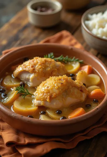 Escabeche iz piščanca, piščančja bedra s kislo omako in svežo zelenjavo