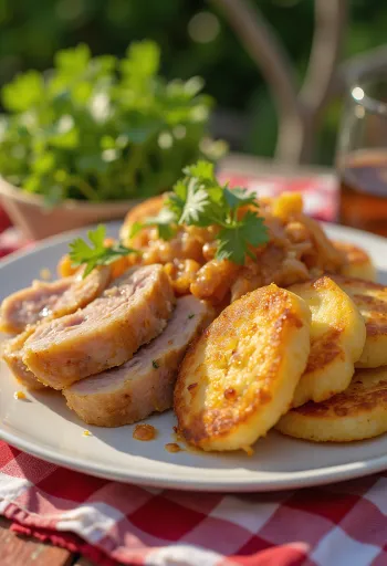 Hornado Ecuatoriano, cel pečena svinjina in llapingacho, avtentična ekvatorialna jed
