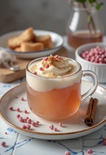 Jabolčni cider z rožnatim poprom, postrežen v kozarcu