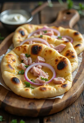 Naan s tuno, postrežen
