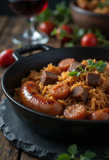 Arroz carreteiro s klobaso, sveže postrežen
