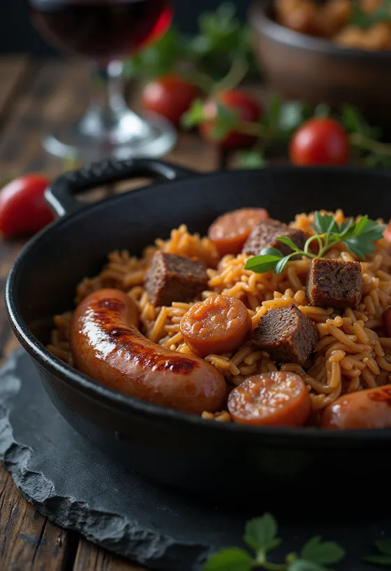 Arroz carreteiro s klobaso, sveže postrežen