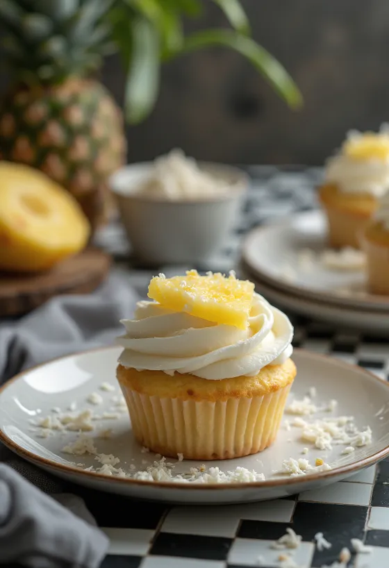 Kokosovi in ananasovi kolački postreženi