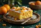 Pomarančna medena torta narezana na rezine in postrežena