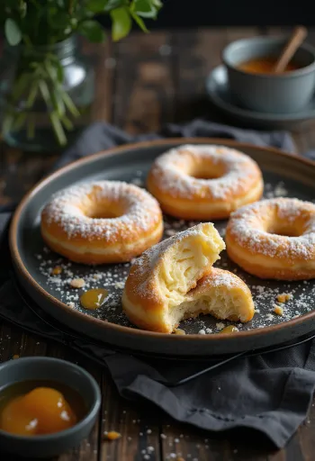 Krofi pečeni v pečici, okrašeni s sladkorjem in čokolado