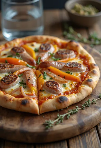 Pizza Viennese z avstrijsko klobaso, papriko in mocarelo